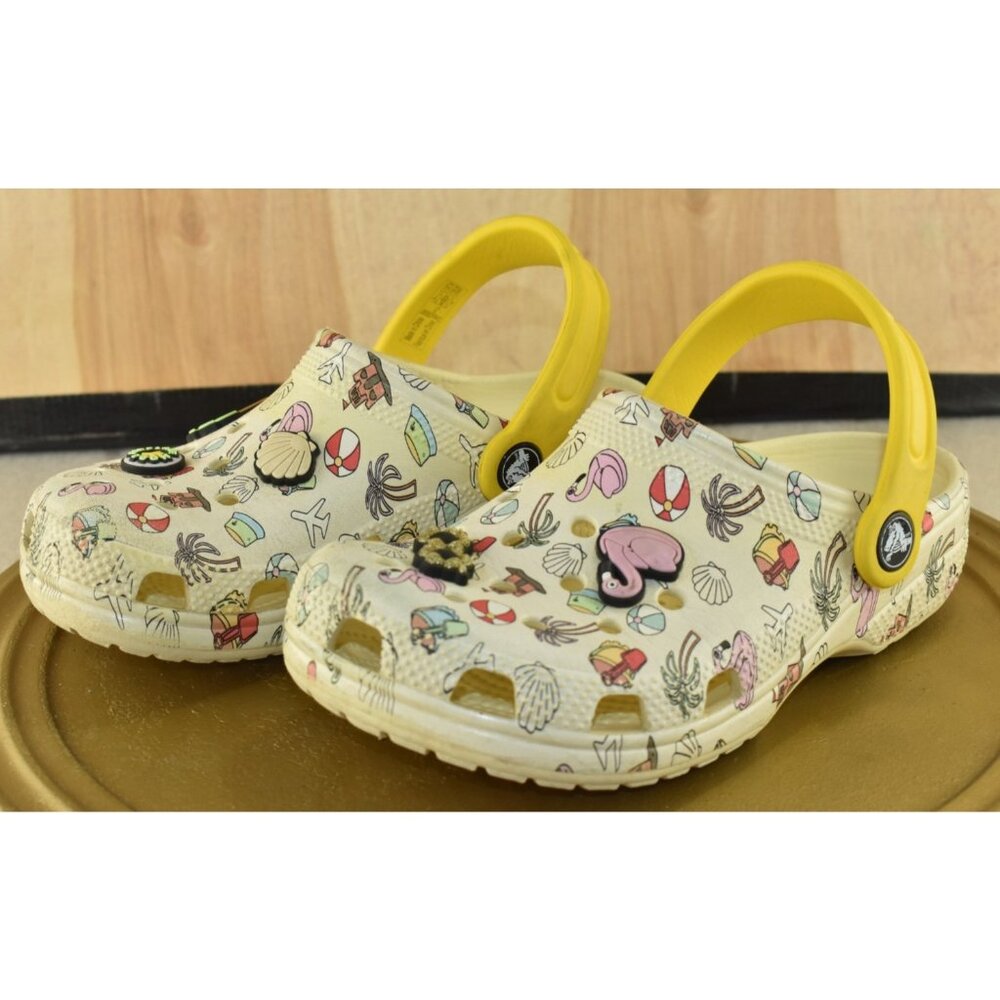 Crocs Classic Spring Break Girls Size J1 Slip On Clogs Beach Palm Tree‎ Youth